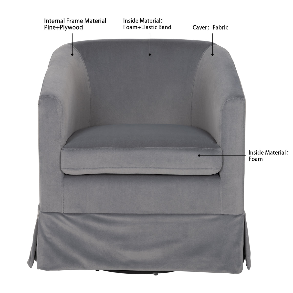 Wide Swivel Lounge Chair – Gray