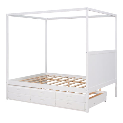 Queen Canopy Bed White