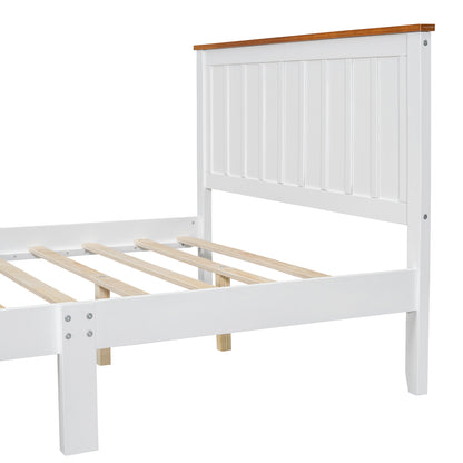 Full Wood Platform Bed with Slat Support White