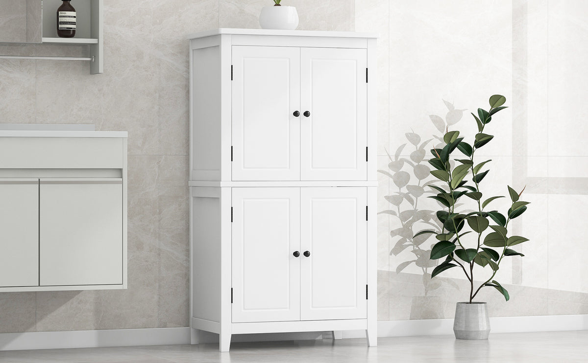 White Bathroom Floor Cabinet Adjustable Shelf
