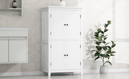 White Bathroom Floor Cabinet Adjustable Shelf