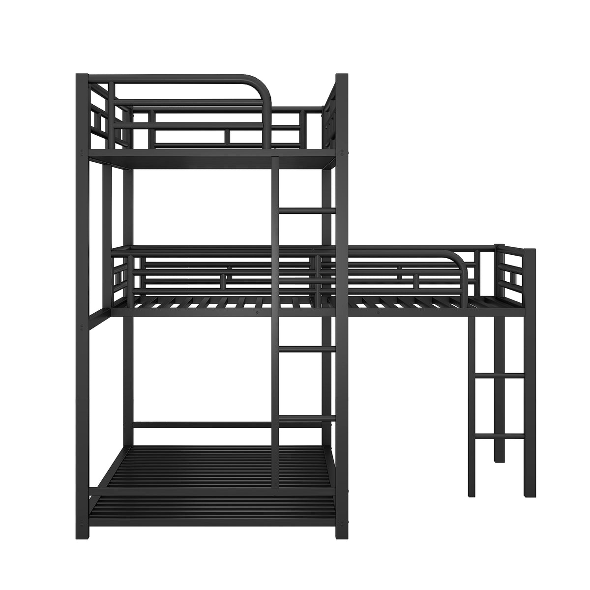 Metal Triple Bunk Bed Black