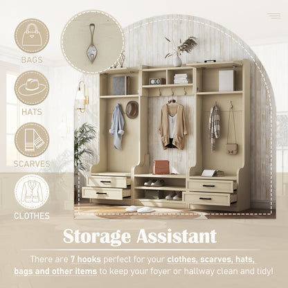 Hall Tree Cabinet Beige