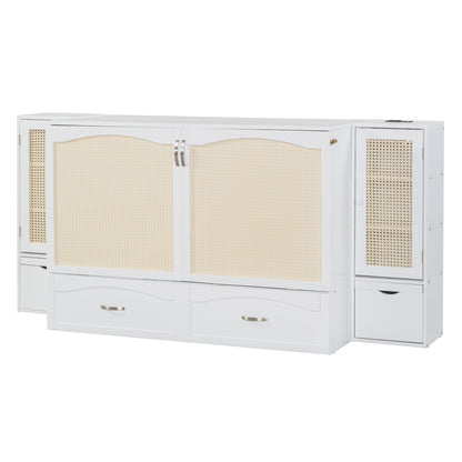 Murphy Wall Bed with Drawers White Finish