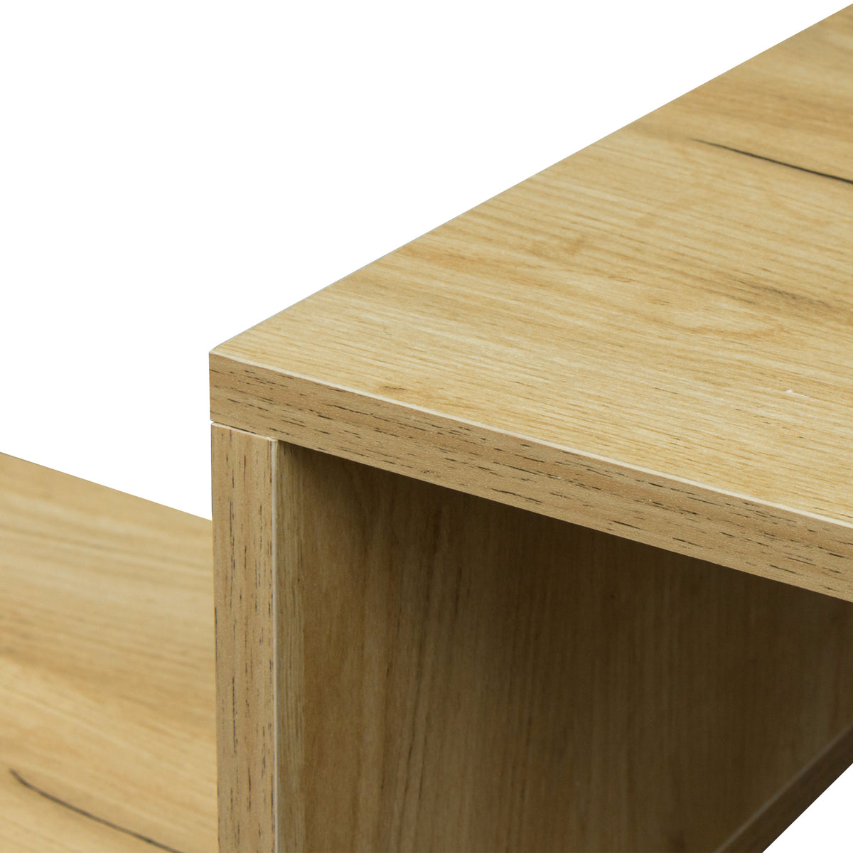 L-Shaped Oak Display Shelf – Modern Storage Unit