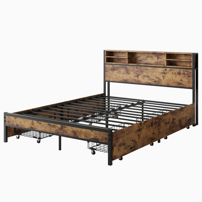 Modern Upholstered Platform Bed Gray