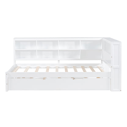 Twin Daybed with Storage Shelf White