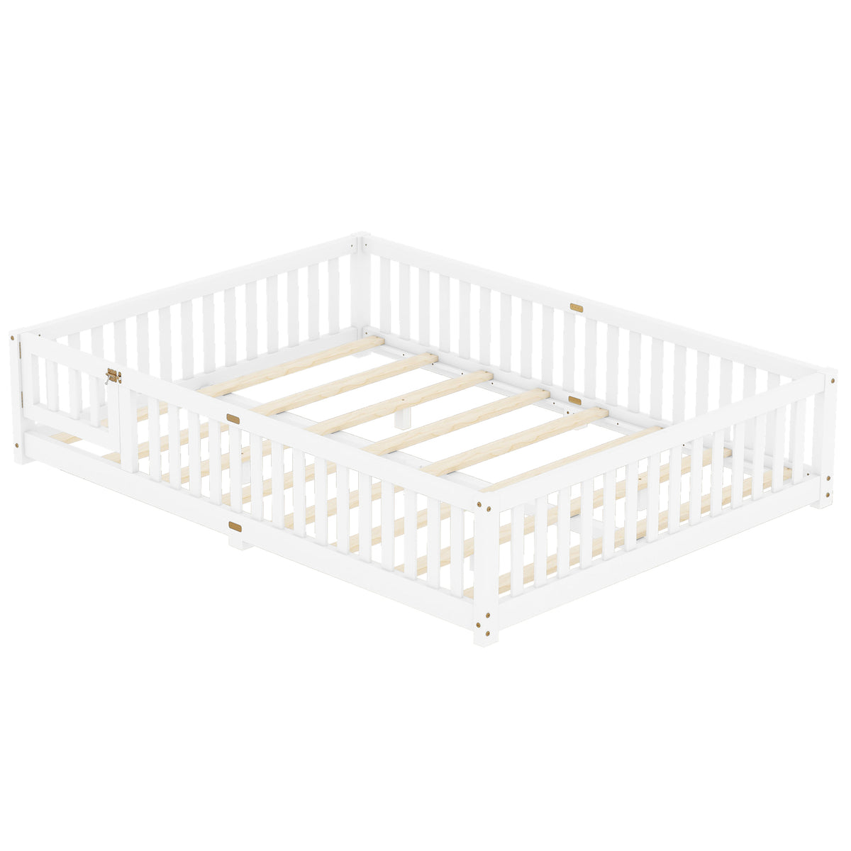 Kids Safety Floor Bed – White Guardrail Edition