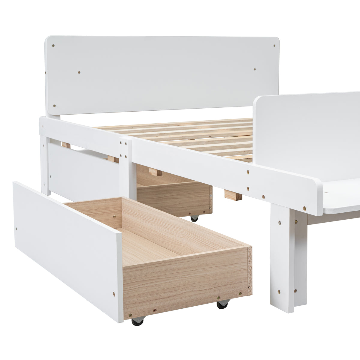 Full Bed with Bench White