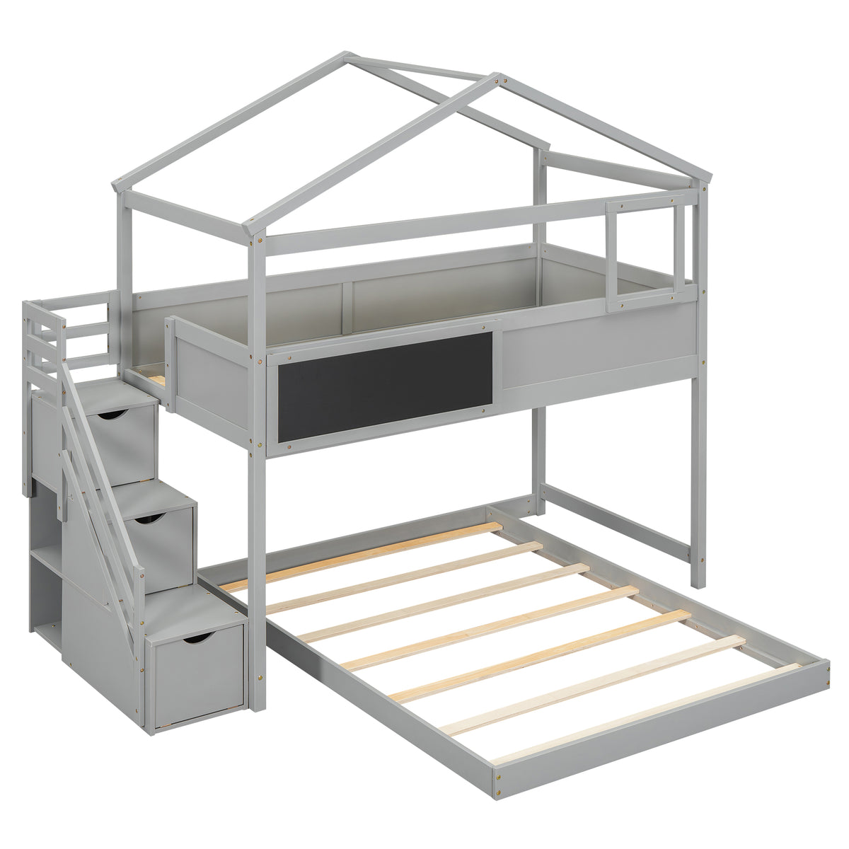 Twin-Full Storage Bunk Bed – Gray