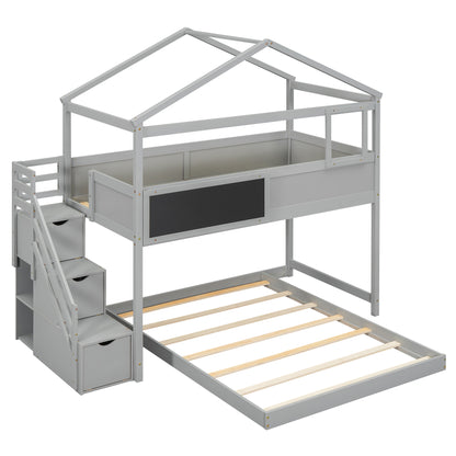 Twin-Full Storage Bunk Bed – Gray