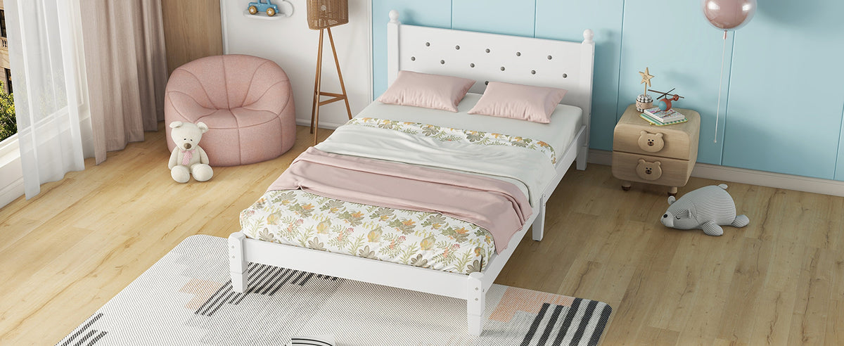 Twin Upholstered Bed with Button Headboard