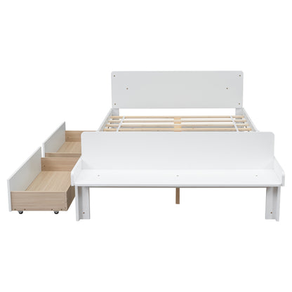 Full Bed with Bench White