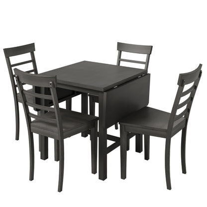 5-Piece Pendant Dining Set with Ladder Back Chairs