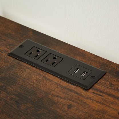 Bedside Table with USB Charging and Storage Drawers