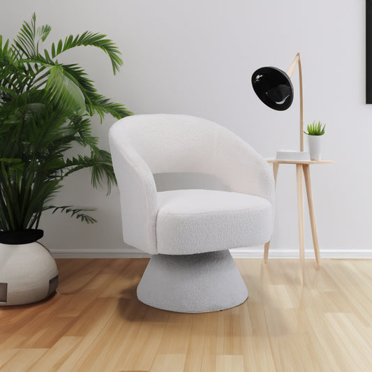 Swivel Accent Chair Barrel Design White