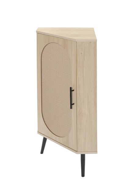 Rattan Corner Cabinet with Door and Shelf