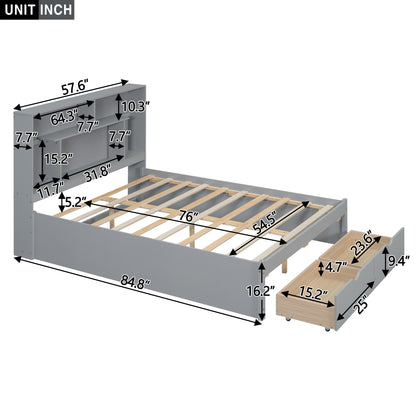 Full Platform Bed Gray