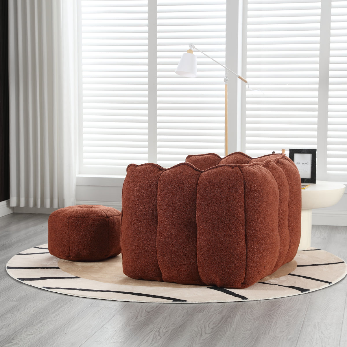 Bean Bag Chair with Footstool Gray