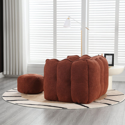 Bean Bag Chair with Footstool Gray