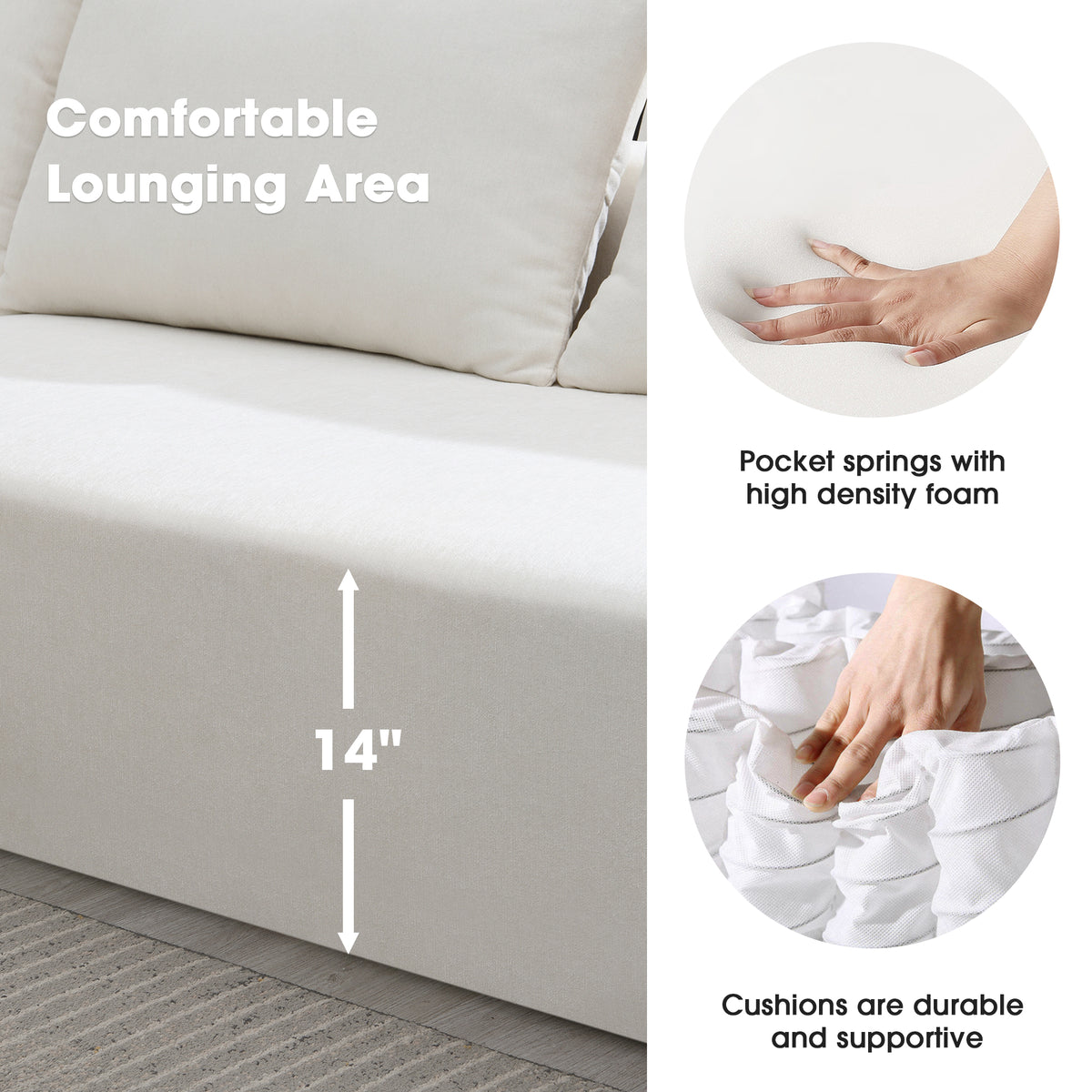 Modular Sectional Sofa – White Linen