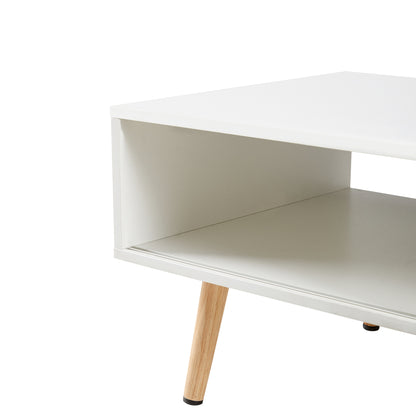 Rattan Coffee Table with Sliding Door White