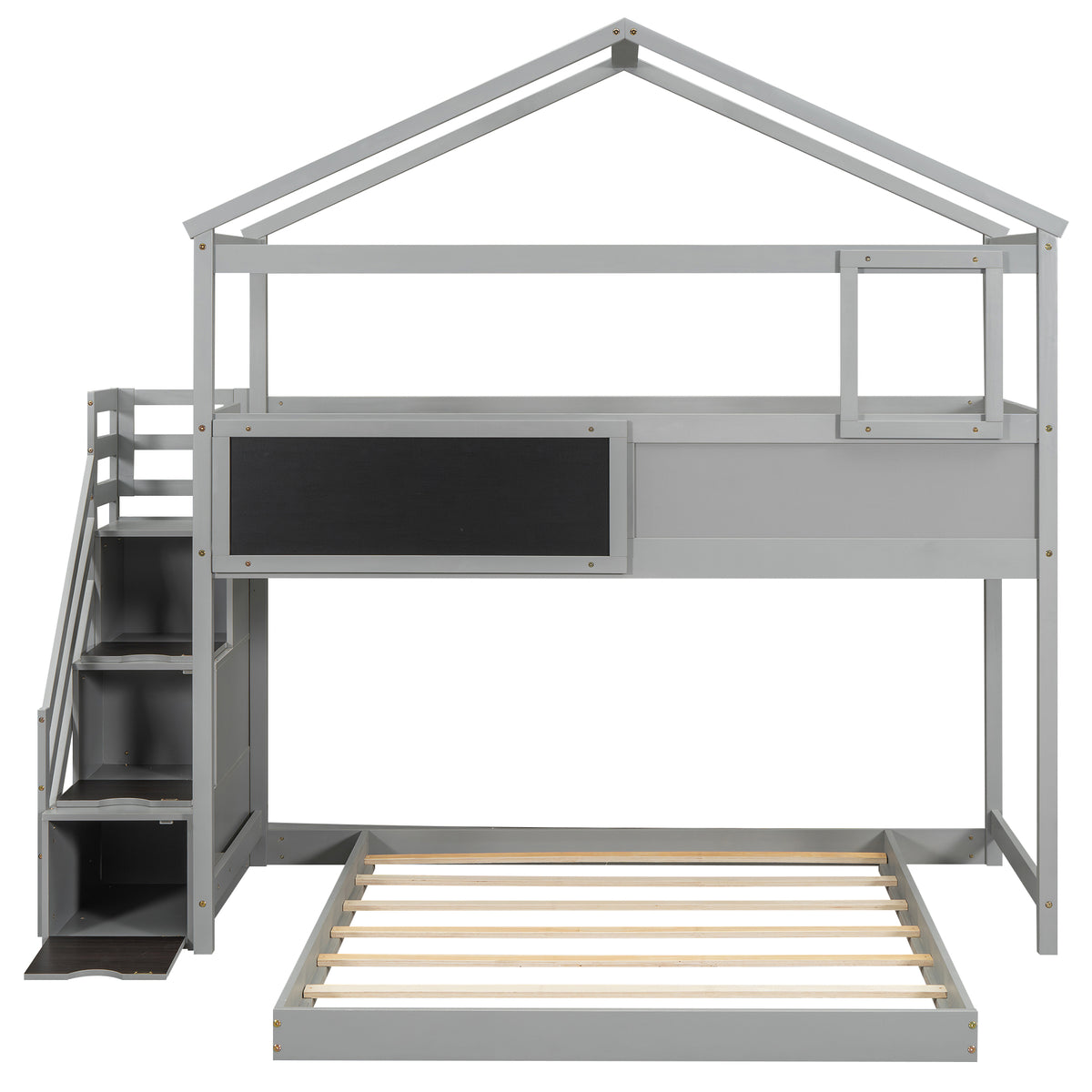 Twin-Full Storage Bunk Bed – Gray