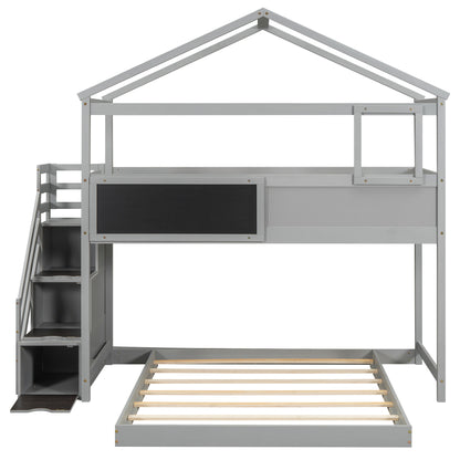 Twin-Full Storage Bunk Bed – Gray