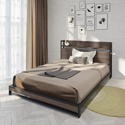 Platform Queen Bed with Storage and Support Frame