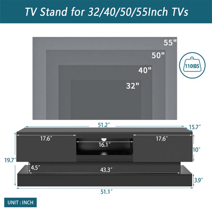 Black LED TV Stand High Gloss
