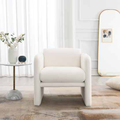 Wavy Armrest Accent Chair Teddy Cloth