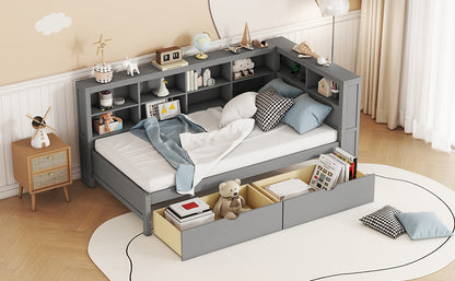 Wooden Twin Daybed Gray