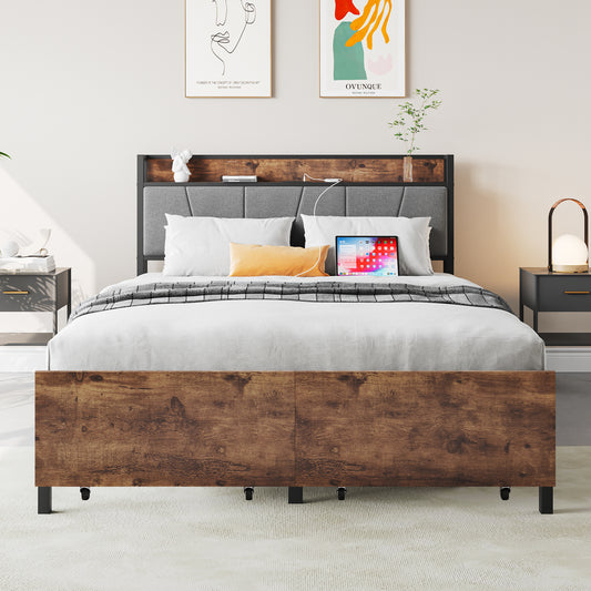 Full Storage Bed Vintage Brown