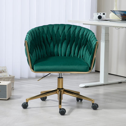 Modern Adjustable Vanity Chair with Wheels Green