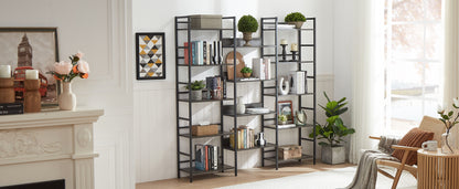 Industrial 5-Shelf Bookshelf Gray