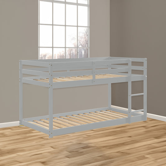 Twin Floor Bunk Bed Gray