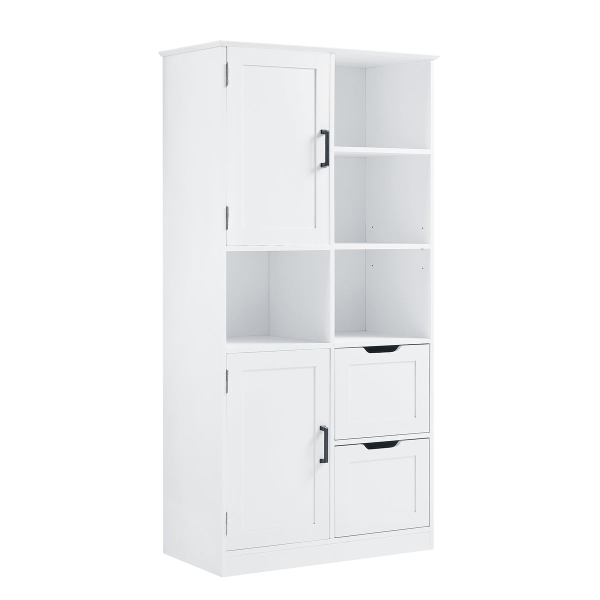White Bathroom Storage Cabinet with Adjustable Doors