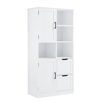 White Bathroom Storage Cabinet with Adjustable Doors