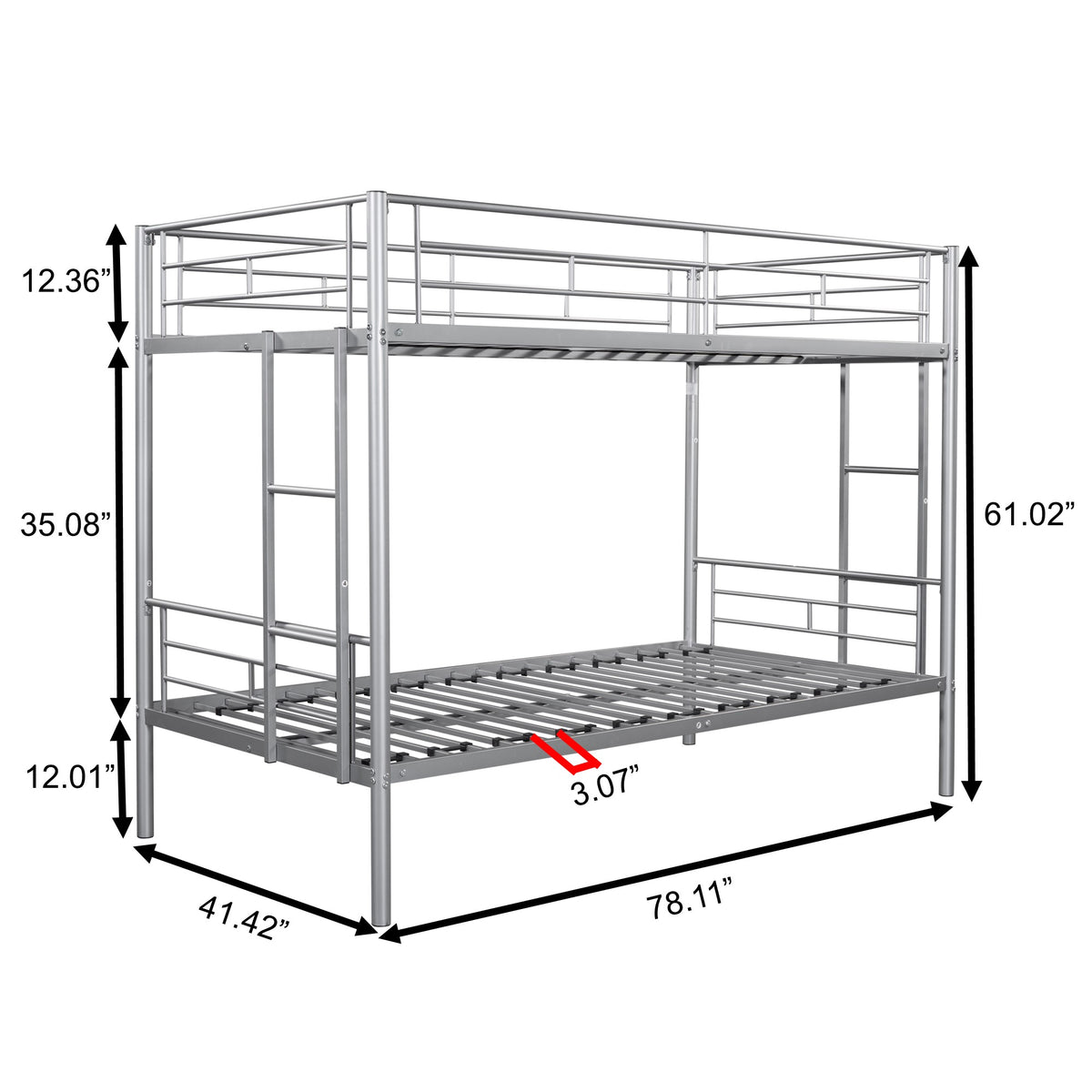 Metal Bunk Bed Silver
