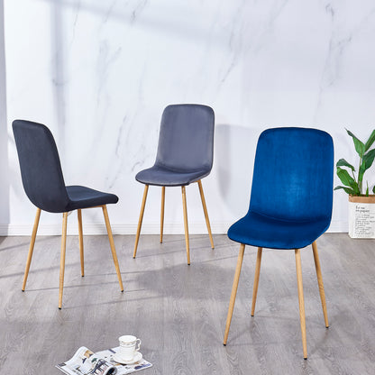 Set of 4 Blue Dining Chairs Modern Design