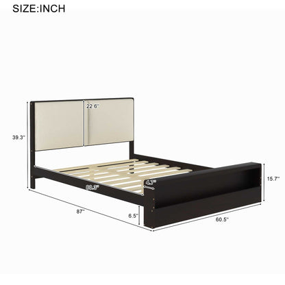 Queen Platform Bed with LED Headboard Espresso