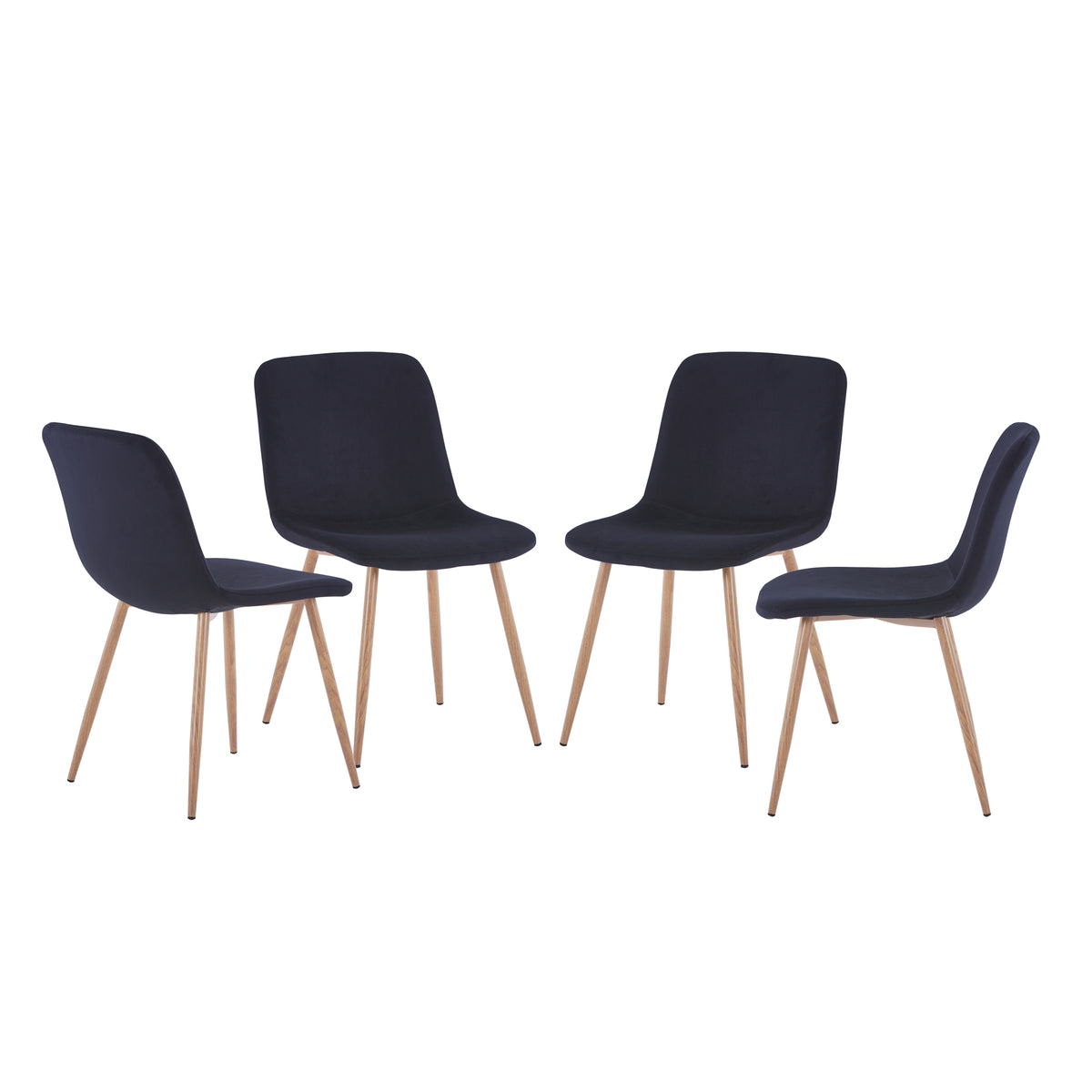 Set of 4 Black Dining Chairs Modern Design