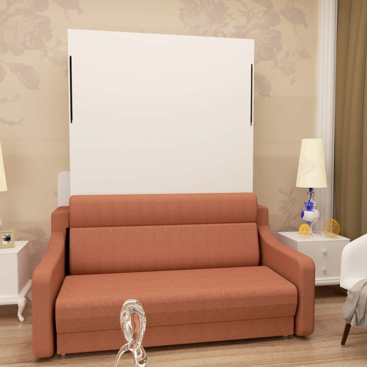 Full Sofa Bed with Drawers White