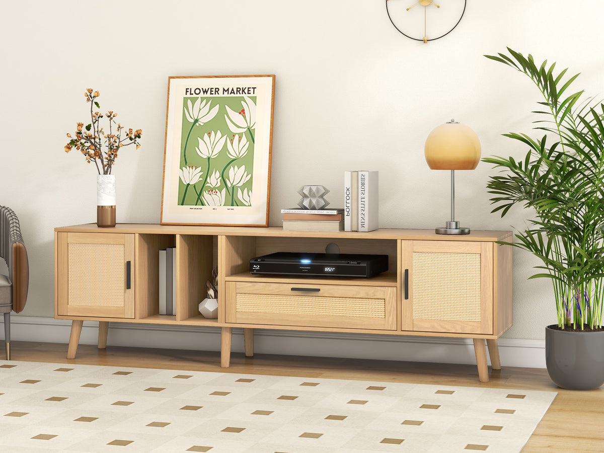 Rattan TV Console – Natural Brown