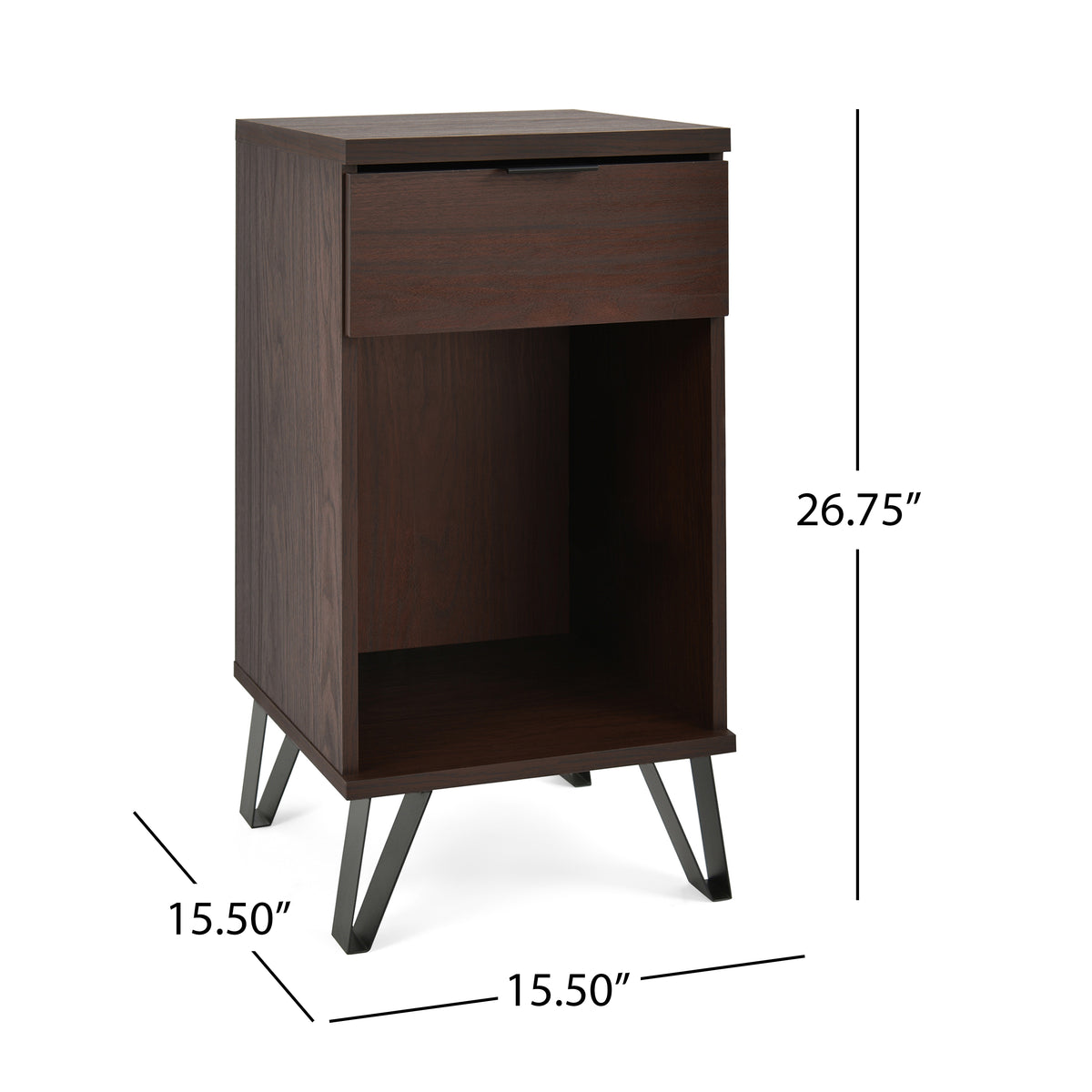 Walnut Tall End Table for Living Room