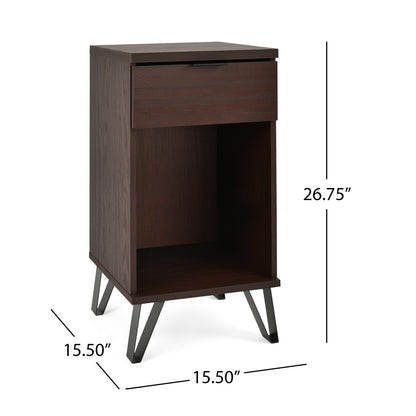 Walnut Tall End Table for Living Room