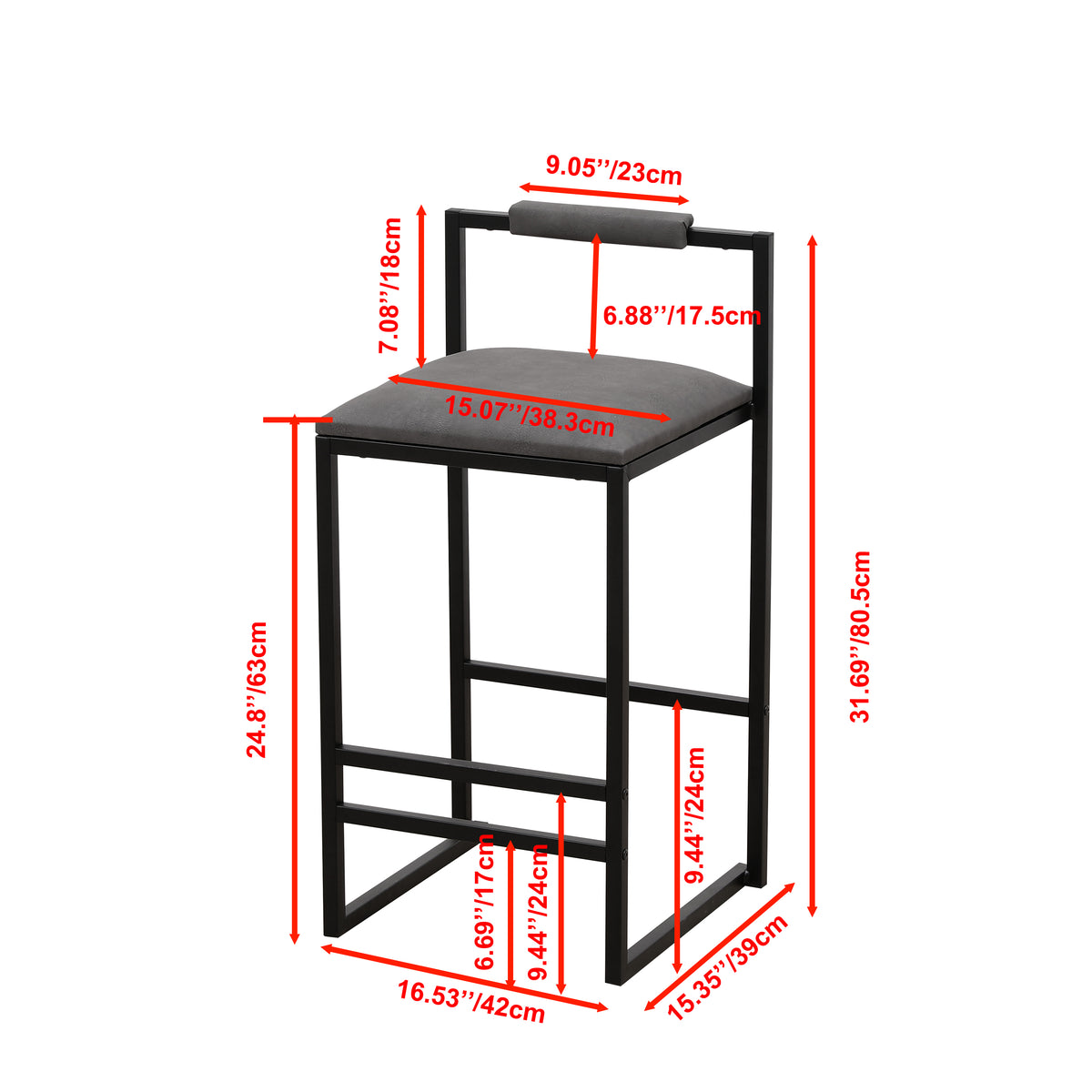 Gray Counter Barstool Set (2 pcs)