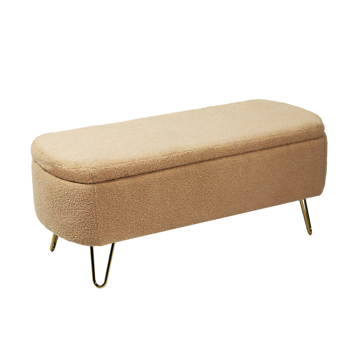 Camel Ottoman Bench with Gold Legs