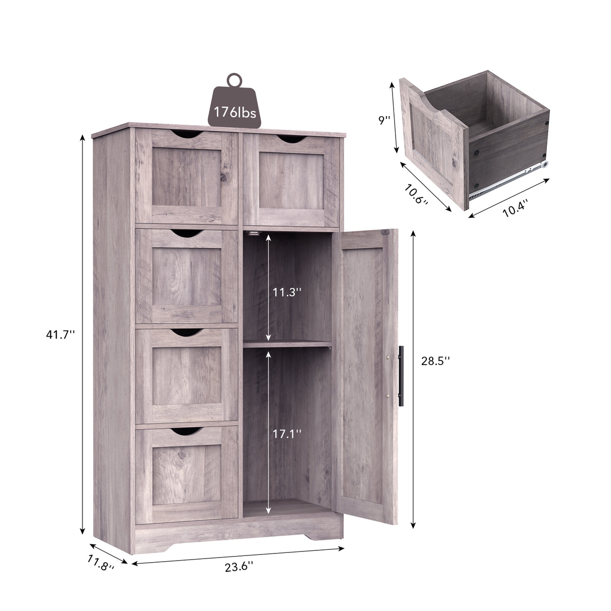 Tall Bathroom Cabinet – Grey Wood