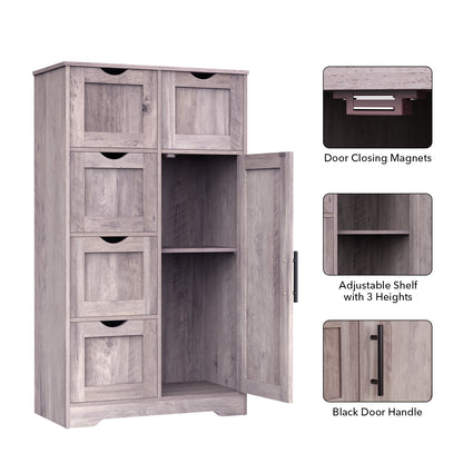 Tall Bathroom Cabinet – Grey Wood